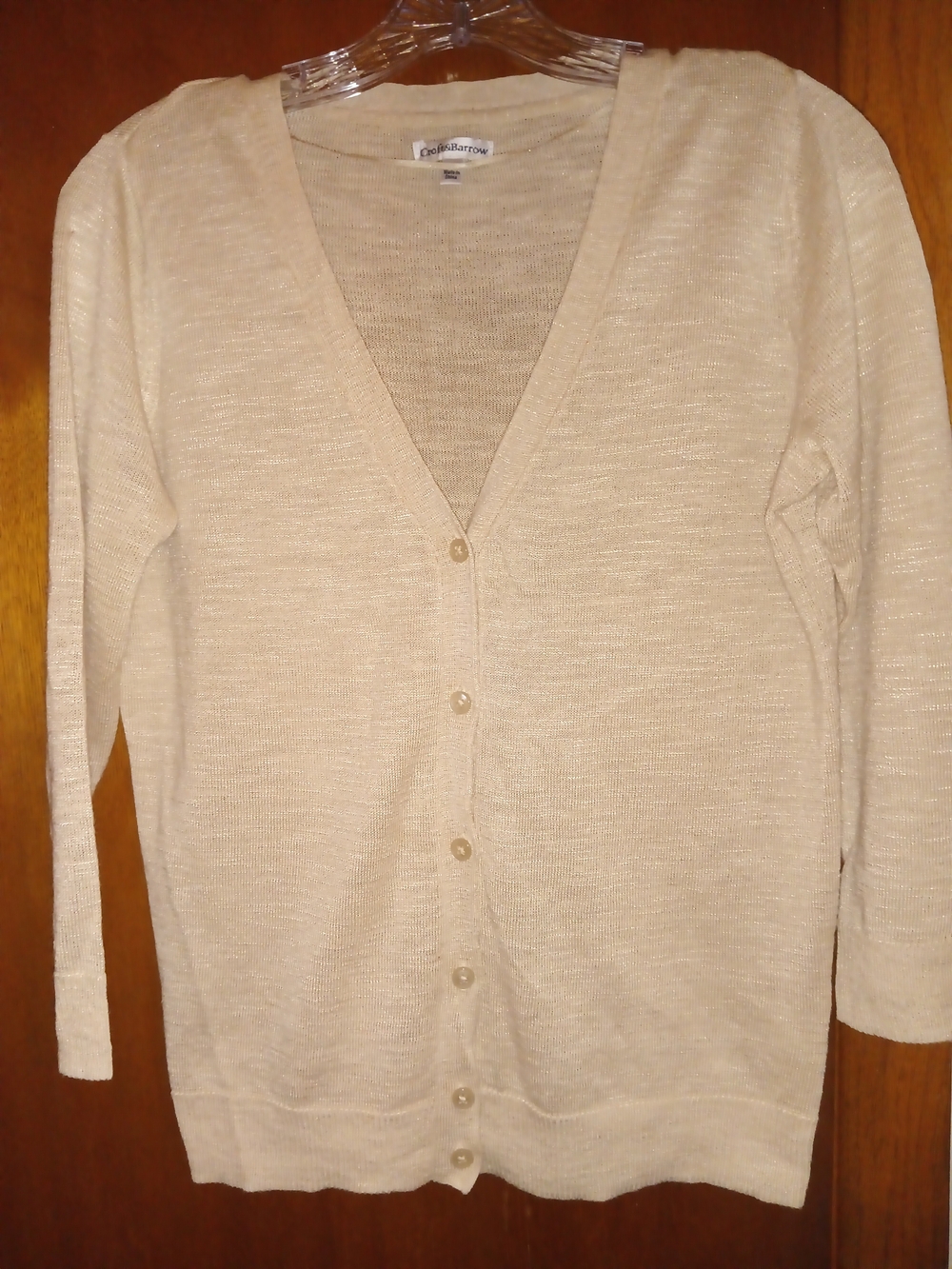 croft & barrow Cream V-Neck Button-Front Women's Cardigan